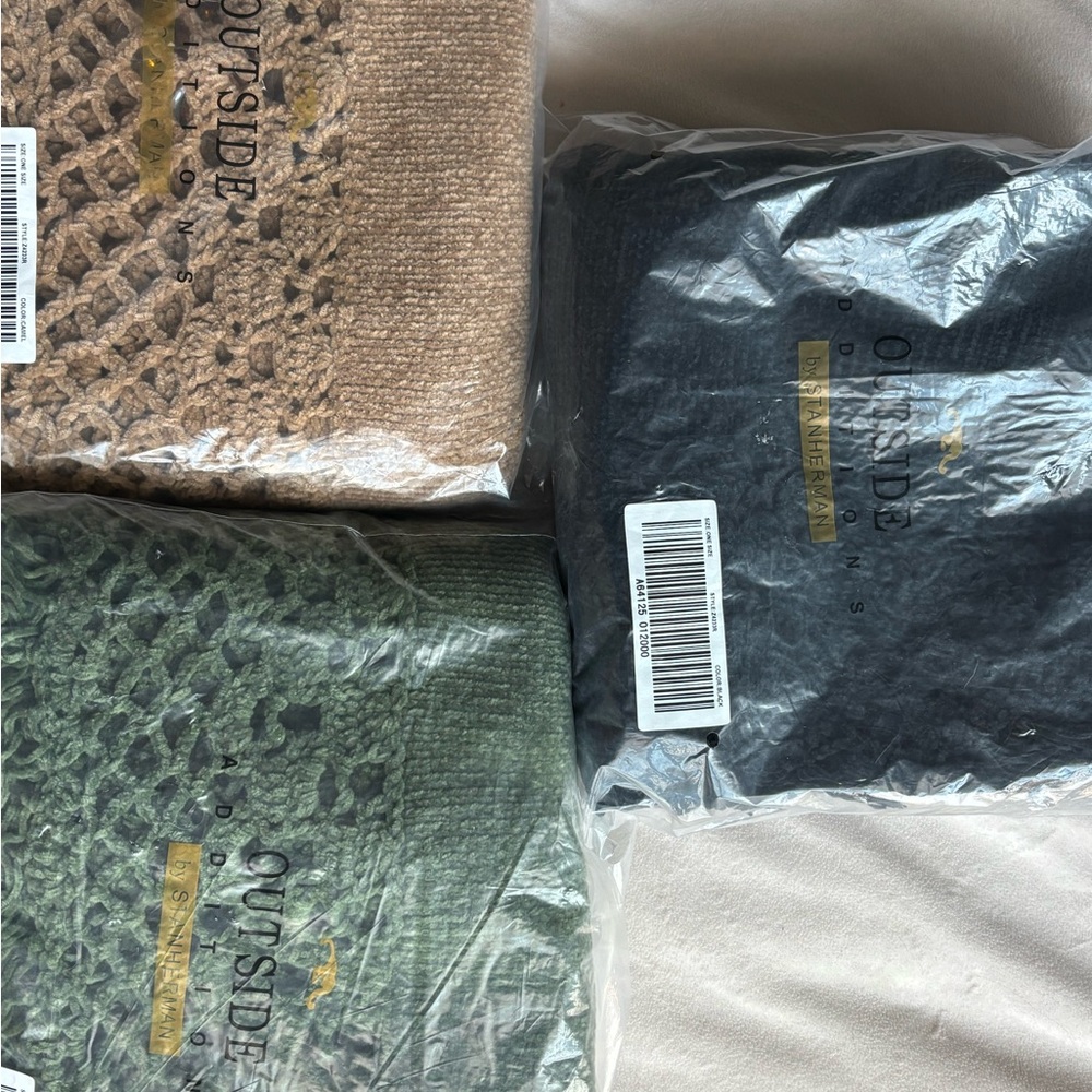 Women's Scarves Set - Black, Green, Tan